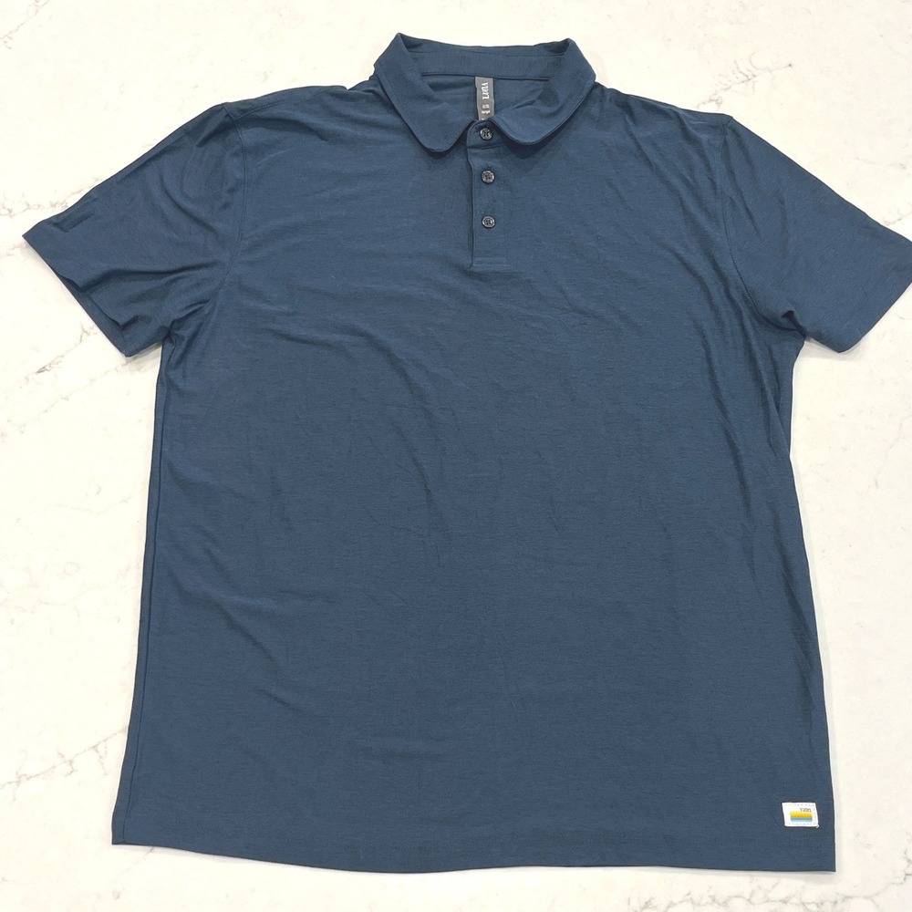 Vuori Strato Tech Polo Mens Large Blue‎ Polyester Elastane Short Sleeve V188